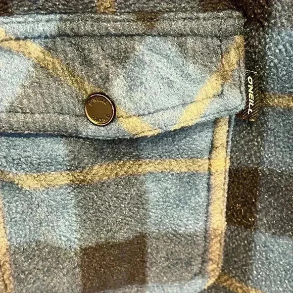 O’Neill large GLACIER PLAID SUPERFLEECE FLANNEL Snap button Shirt/Jacket - Picture 7 of 9